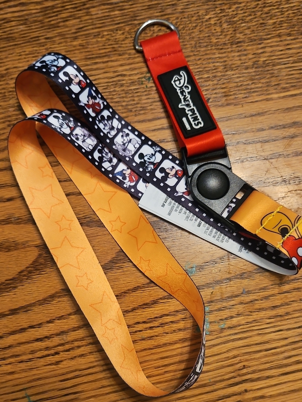 Disney Orange and Black Mickey Mouse Filmstrip Lanyard with Key Ring